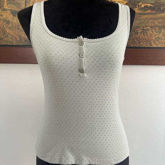 Skims green pointelle comfy leisure henley tank top - Picture 2 of 6